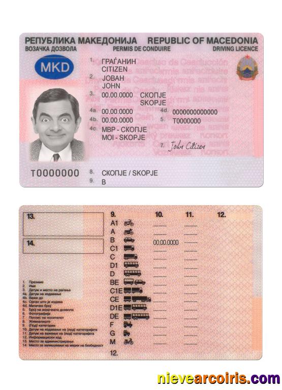 Macedonia driving license